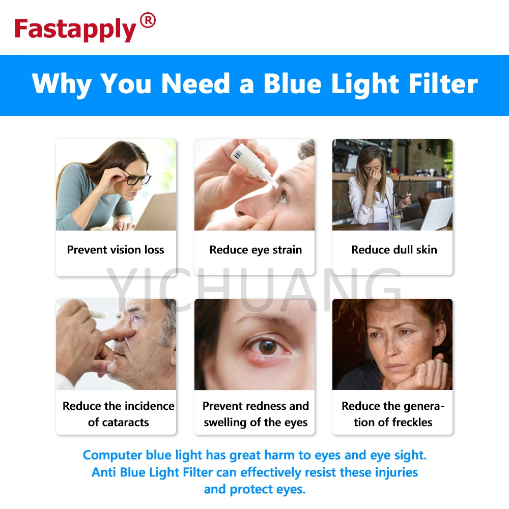 2021 Anti UV Fast Apply Acrylic Anti Blue Light Film Computer Screen Protector Eyes Relaxing Blue Light Cut Monitor Protector