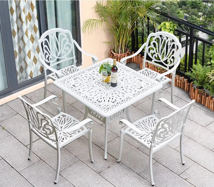 restaurant aluminium outdoor patio table chair set cast iron garden table and chairs