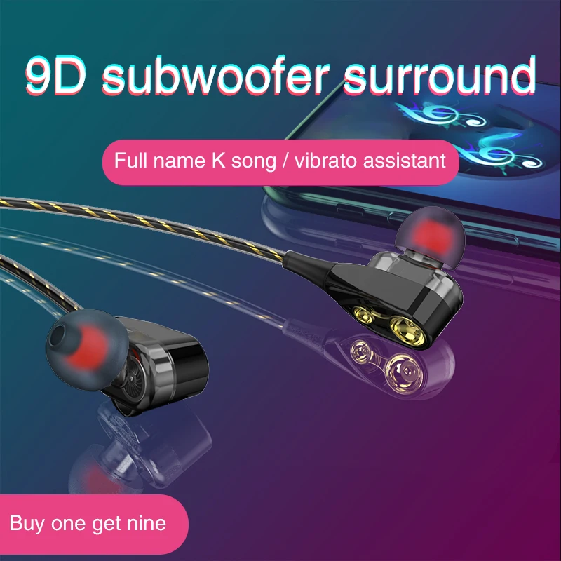 New Product Earbuds In-ear Wired Headphone OEM Headset With Mic 3.5mm 2020 Hot Selling Cheapest Dual Drive Stereo Earphone Wired