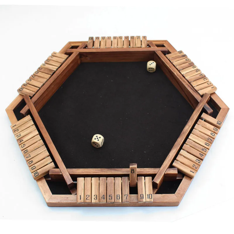 Набор настольных игр Wooden Shut The Box коробка упакована в 1-6 игроков с 2 кубиками обучающих игрушек традиционные игральные кости для семейной вечеринки