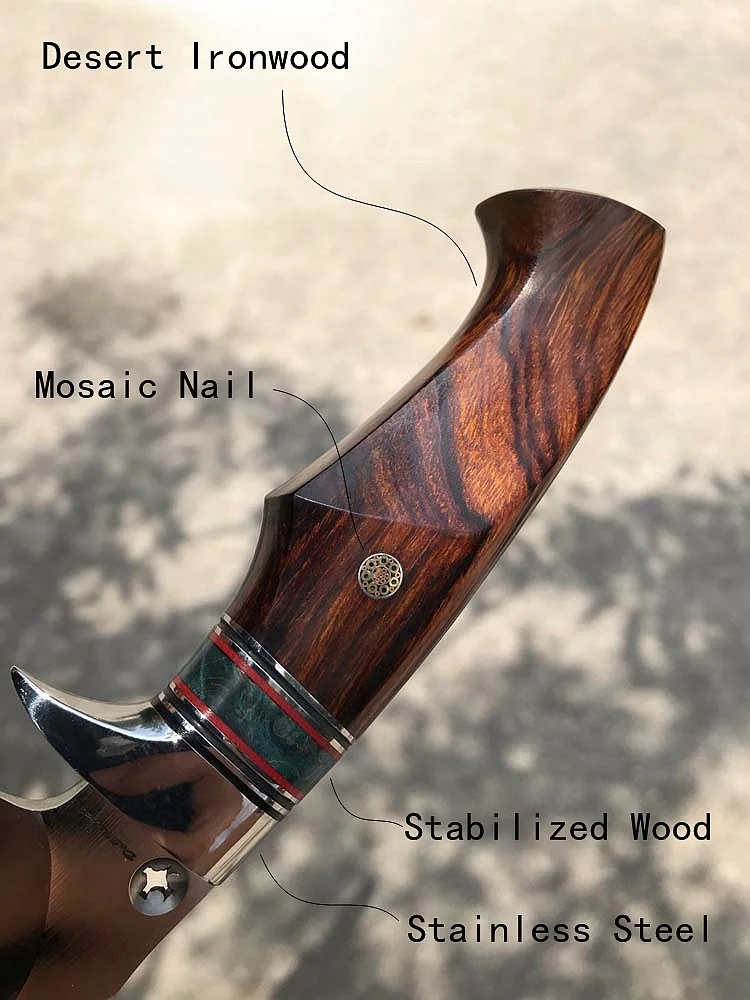 Handmade Ironwood DC53 Steel Fixed Blade Hunting Knife for Outdoor Survival