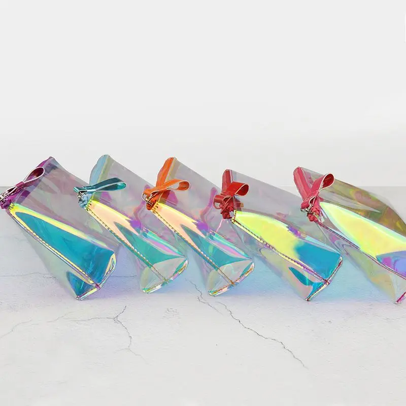 Hot Sale  Promotional  Cute  Laser Holographic TPU Travel  Portable Ladies Women  Make up Cosmetic Bag  Pouch Toiletry Bag