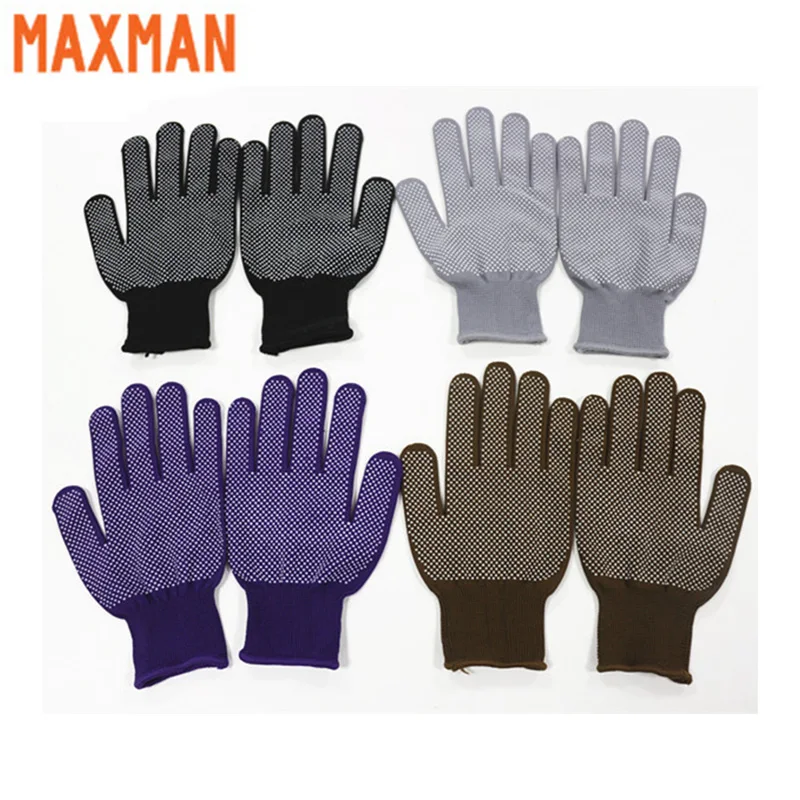 Four Strands Purple Rubber Plastic PVC Dot Palm Cotton Glove Garden Gloves Dotted Glove
