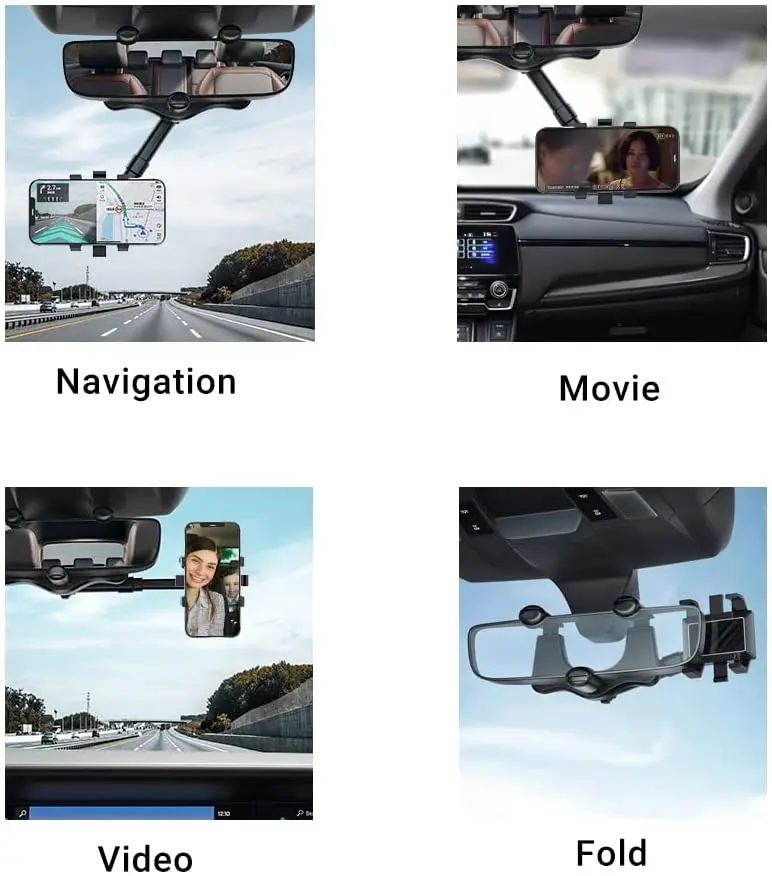 New Trending Products Car Phone Mount 360 Rotation Adjustable Rearview Mirror Mobile Phone Holder for Car
