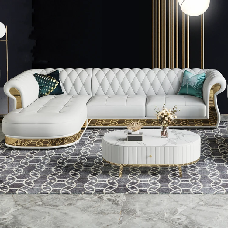 Luxury Chesterfield Sofa for home hotel living room furniture modern genuine leather sofa set