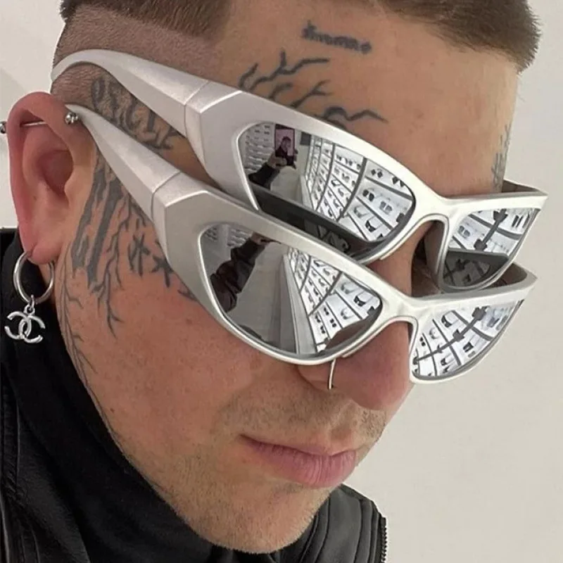 UNOC Y2K Silver Sports Sunglasses Stylish Sun Glasses Personalized Cycling Futuristic Custom Shades Sunglasses Logo