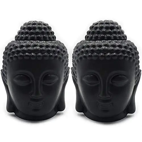 Factory Ceramic wax tart melts essential oil burner candle  holder  buddha head shape in white or black
