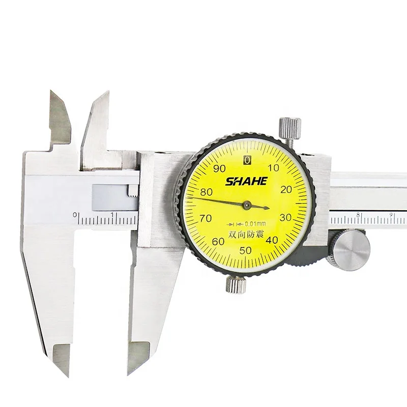 SHAHE 0-200 mm 0.01 mm Metric Gauge Dial Caliper Stainless Steel Double Shock-proof Vernier Caliper