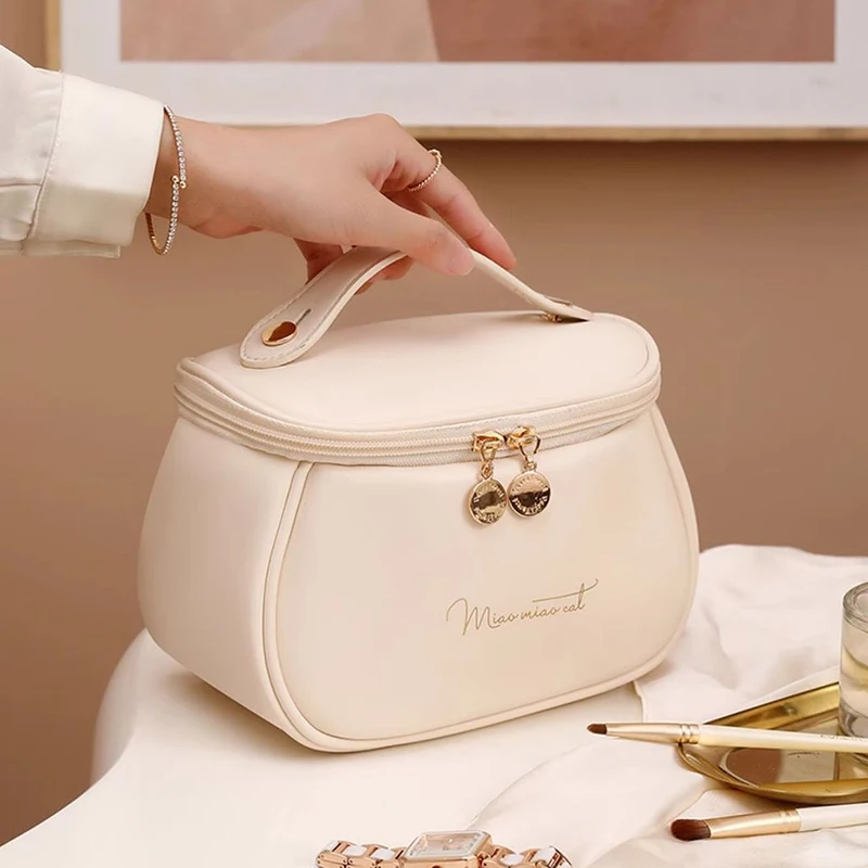 Custom logo PU leather waterproof makeup brush bag Portable beauty tools storage bag Toiletry bag