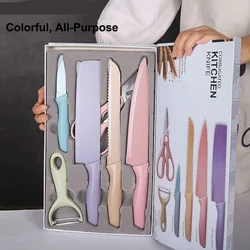 Multifunction 6 Pcs Home Wheat Straw Stainless Steel Skin-peeler  Baby Food Tool  Kitchen Knife Sets