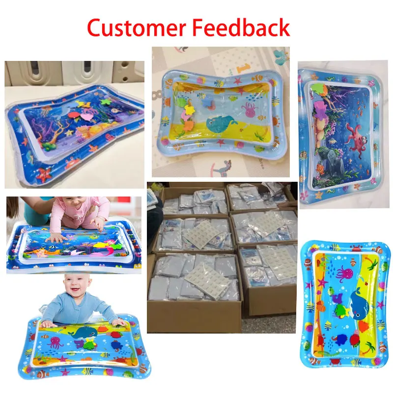 2025 Hot seller Water Play Mat Blue Fish Inflatable PVC Playing Mat Toddler Pad Kids Education Toys Mat Cushion
