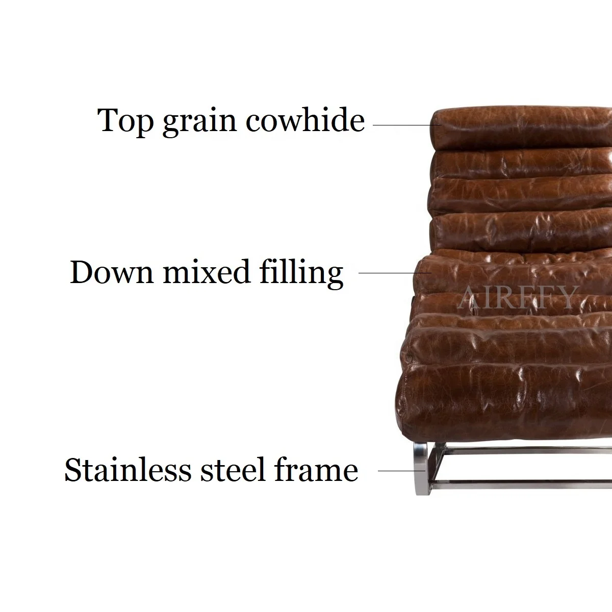 Vintage Style Top Grain Leather Sling Chair with Ottoman for Living room