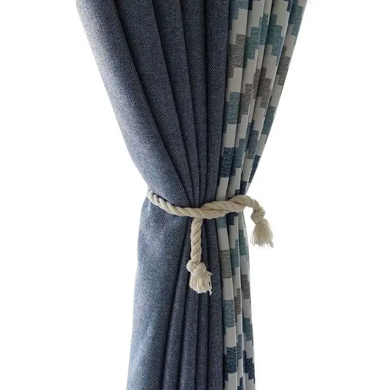 
Nordic style linen look hotel living room modern blackout luxury printed curtain set 