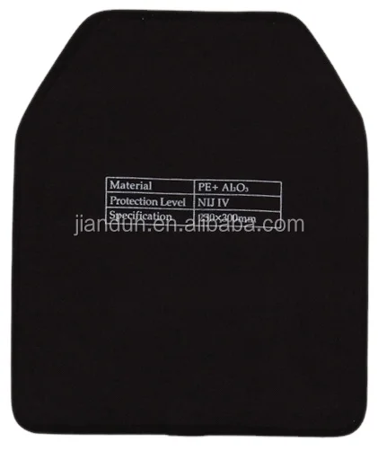 Security Defense NIJ III IV Ballistic Alumina Ceramic Anti Bullet Alumina SAPI Single Curved Ballistic Alumina  PE hard Plate