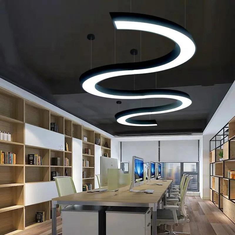 Customized S Shape Wave Shape Snake Shape LED Chandelier Bedroom Study Office KTV Bedside Pendant Lamp