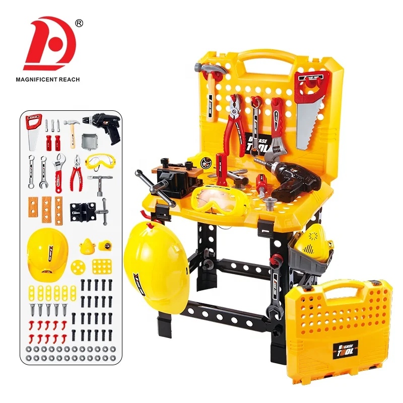 HUADA 2021 Preschool Learning Education DIY Plastic Electric Tool Table Box Kit Pretend Play Set Kids Tools Toys For Children