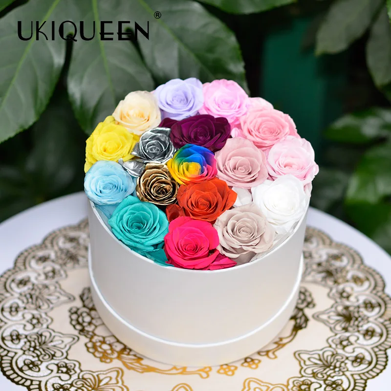 Wholesale Preserved Flower Bouquet Eternal Rose Box Forever Natural Preserved Roses for Valentine Gift