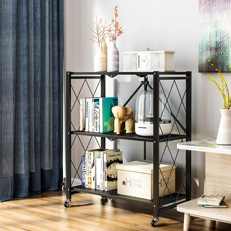 Installation-free folding floor stall shelf rack floor-standing multi-layer oven pot rack microwave oven storage storage rack