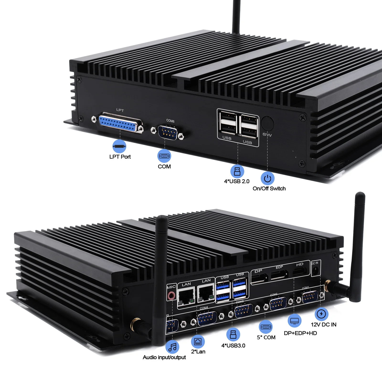 Cheap Hot Sale Industrial Fanless Computador Core I7 Win 10 Desktop Triple Display Mini PCs