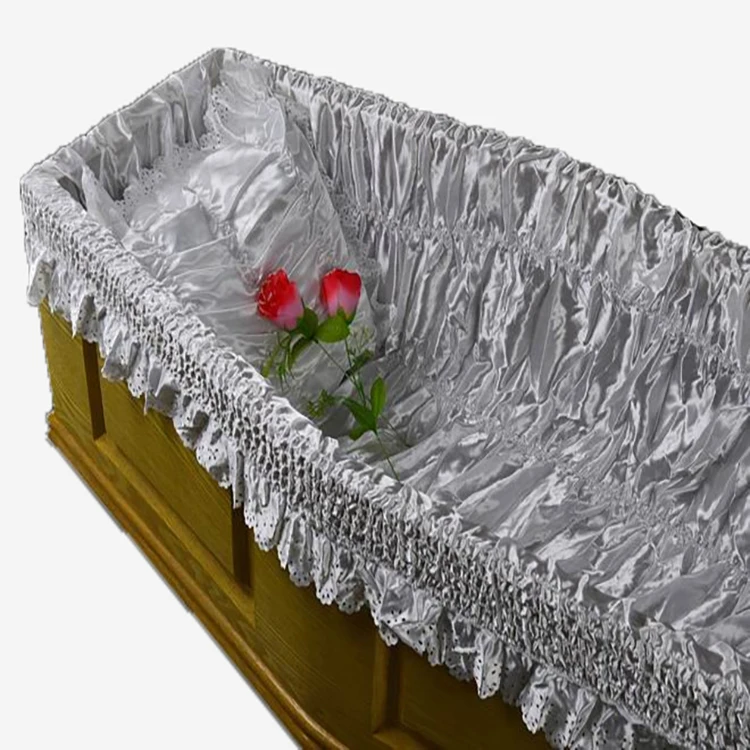 XZR-86 China funeral supplier  supplier factory cheaper satin fabric coffin lining and casket lining with elastic stitching