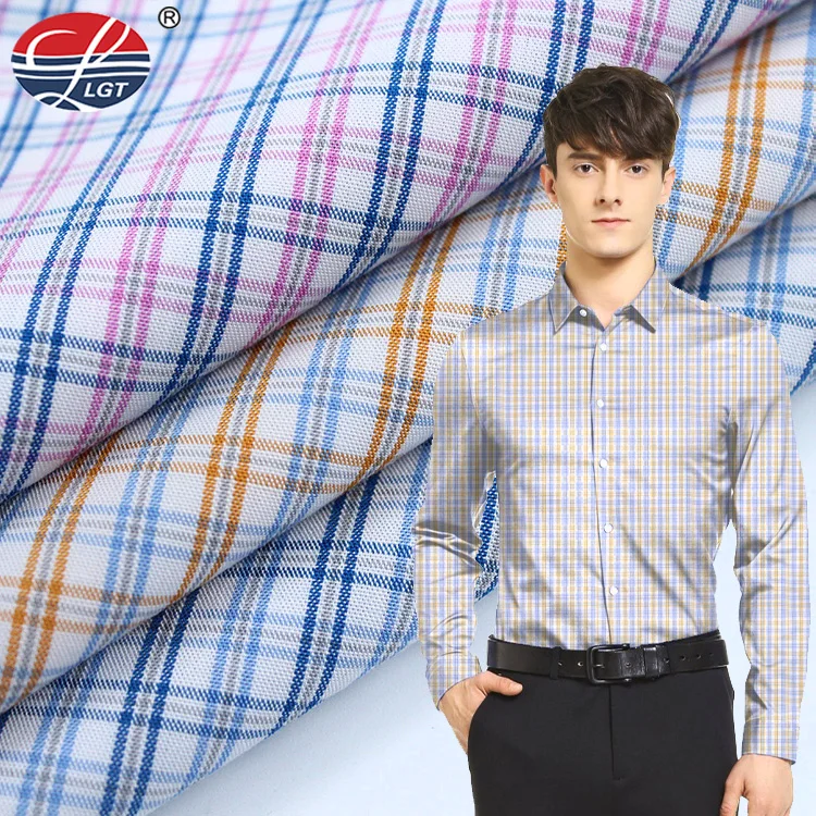 Органическая Бамбуковая полиэфирная тенсельная смесь Бамбуковая пряжа крашеный поставщик тканая ткань для мужских рубашек