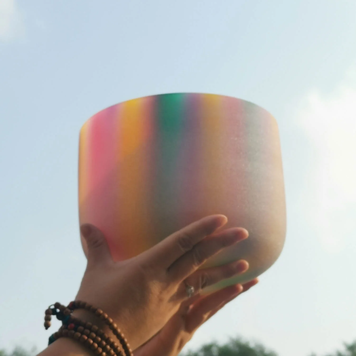 indian supplier custom quartz purple grey handmade metaphysical pink frosted 24 golden crystal singing bowls