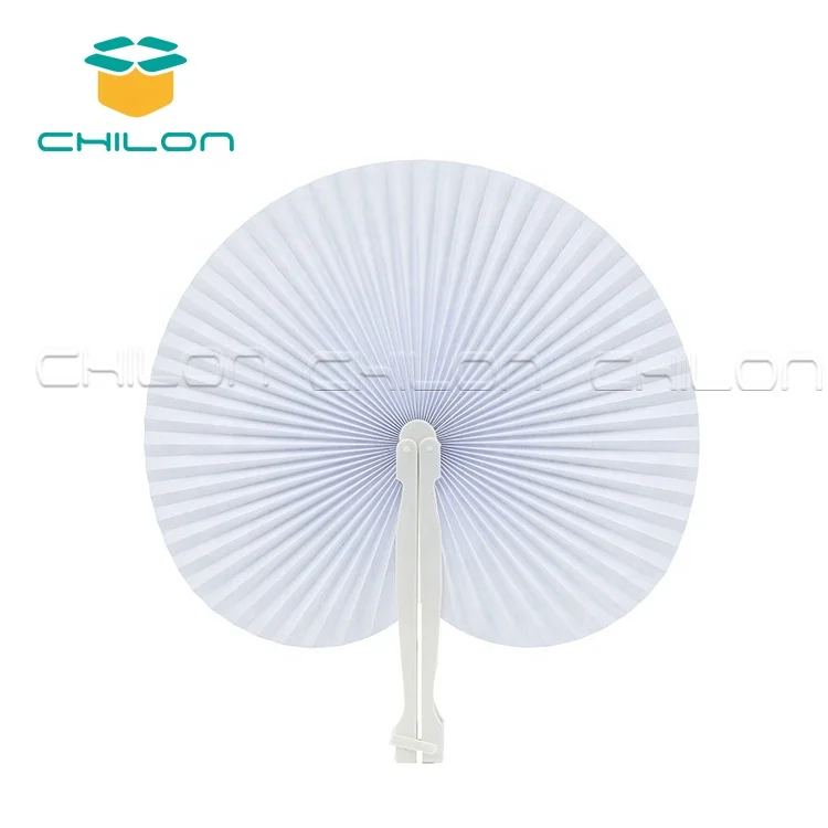 Chinese Paper Fan Folding with white plastic handle Summer
