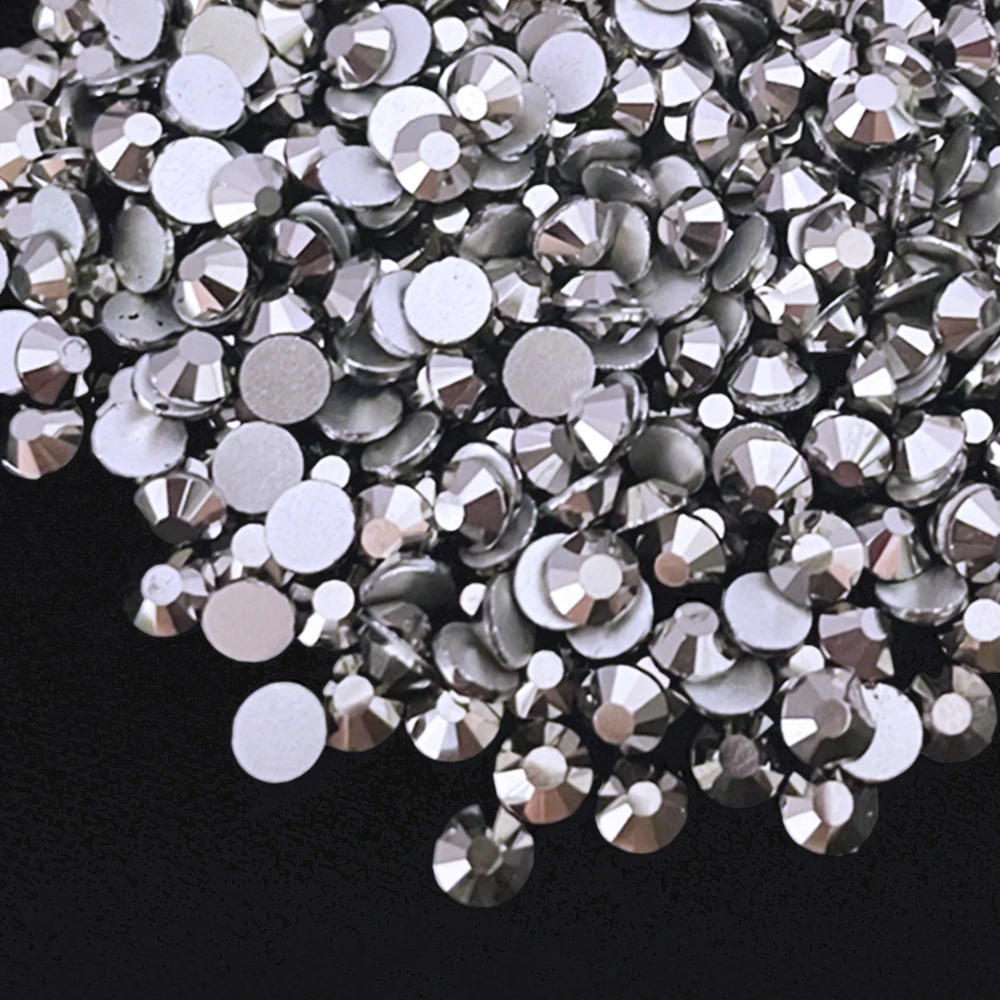 Rhinestone Nail Decoration K9 Crystal Glass Wholesale Jet Hematite Non Hot Fix Flatback Excellent High Quality Machine Cut 2 Bag