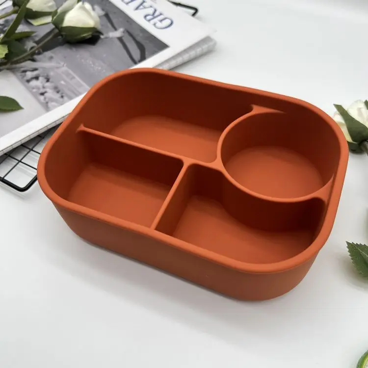 OEM ODM New Food-grade Silicone Lunch Box Wholesale Microwave Heating Fresh Storage Box Compartment Sealed Bento Lunch Box