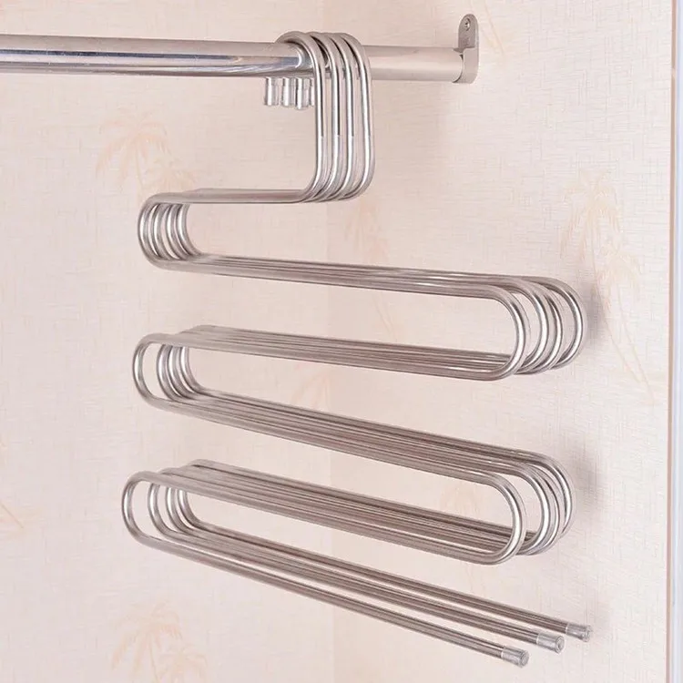S-Type Stainless Steel Clothes Pants Hangers Closet Storage Organizer for Pants Jeans Scarf Hanging Metal Pants Hanger DH6541