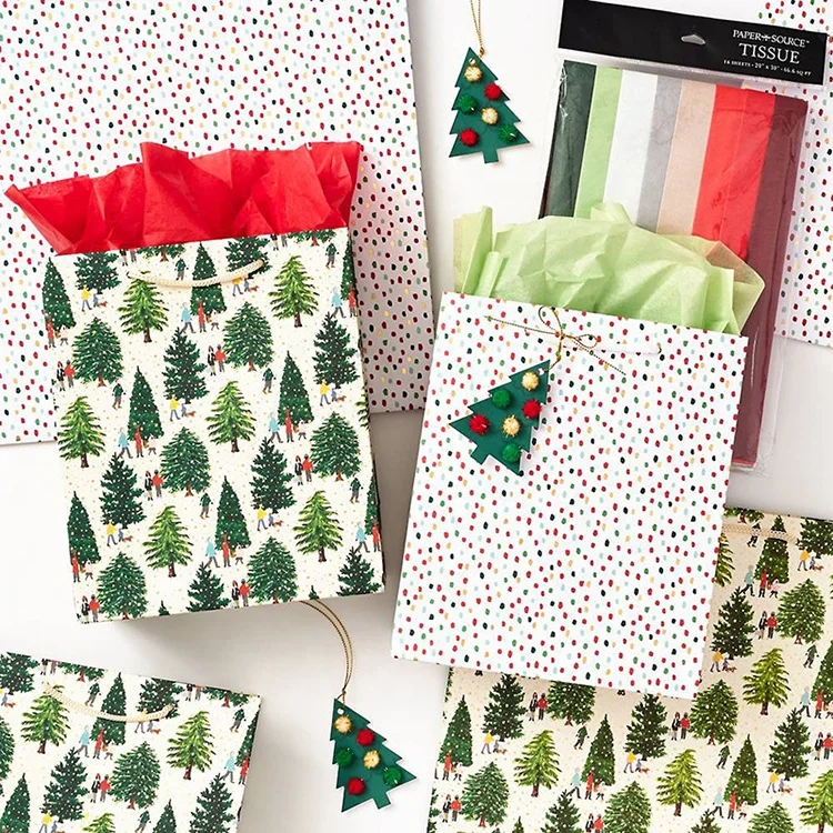 Manufacturer Recycled Grocery Shop Store For Merry Christmas Gift Packaging For Birthday Party Packaging Kraft Paper Bag