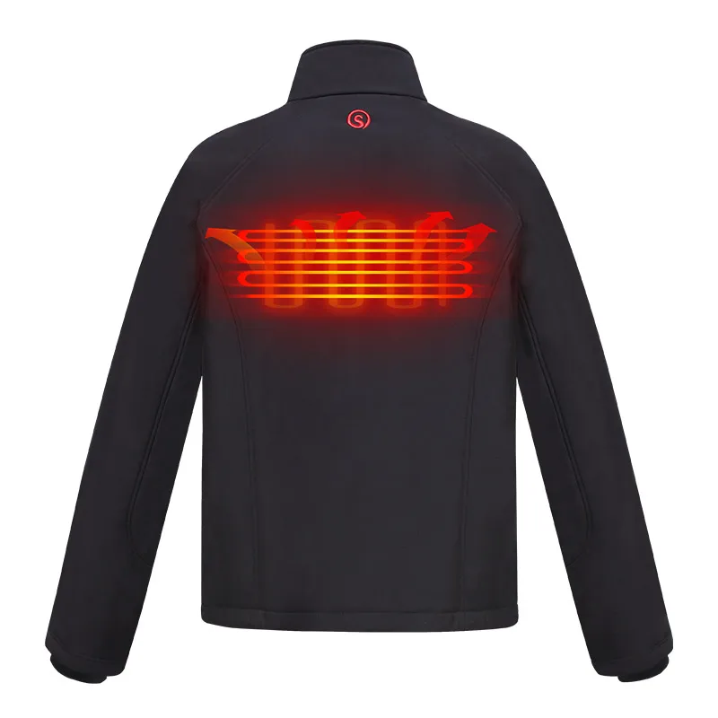 Custom Black Smart Warming Electric Three Area USB Heated Jackets Clothing Windproof Battery Heating Jacket for Winter