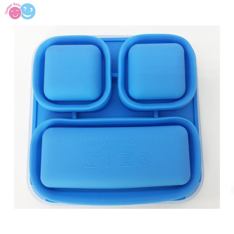 3 Portions New Arrival Silicone Ice Tray Baby Food Storage Container Folding Freezer Tray