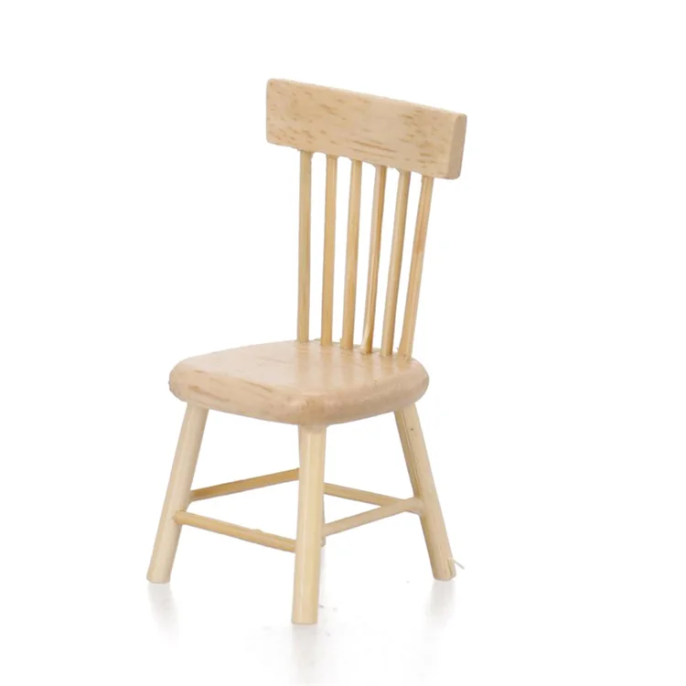 High Quality Solid Wood Miniature Furniture Wooden Chair for Kids Dollhouse