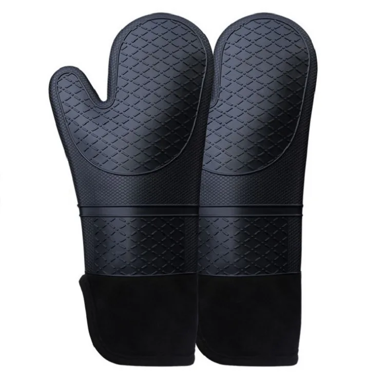 Long Double Liner Heat Resistant Gloves Silicone Bbq Kitchen Oven