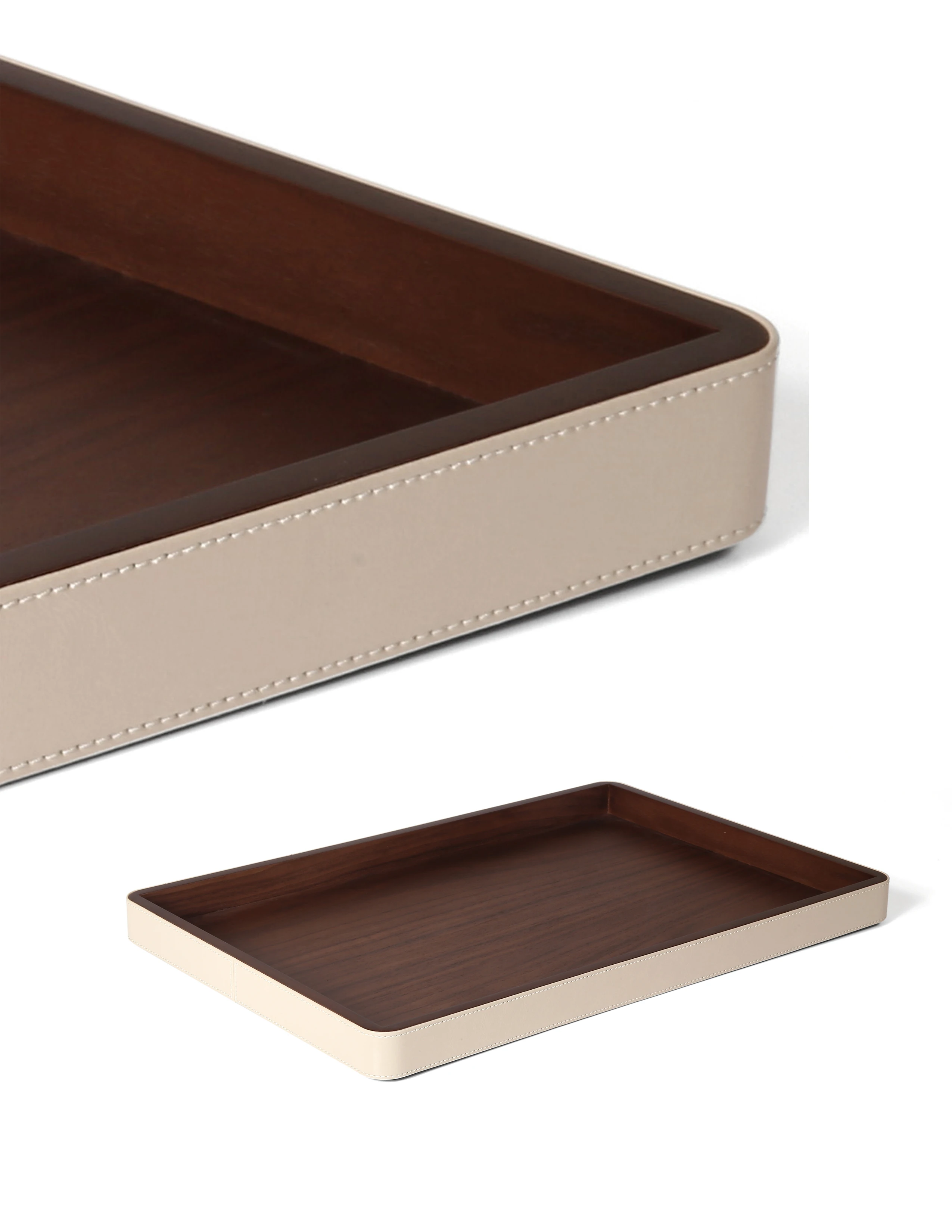 S-822Newly designed rectangular circular tray hotel restaurant coffee shop European home decoration wooden leather service tray