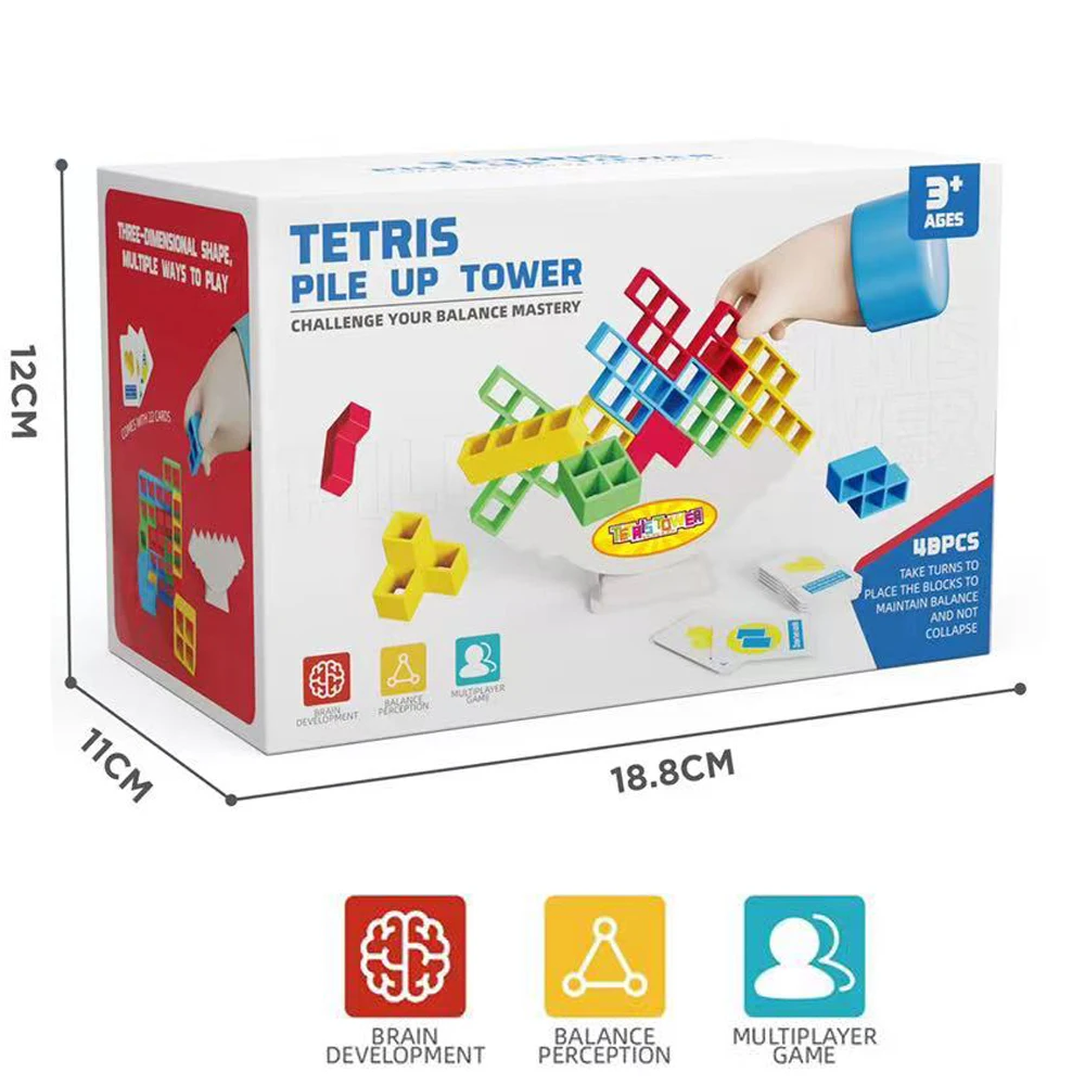 New products 2024 48 Pcs Educational Balance Tower Puzzle Board Game Building insert Block 3d puzzle block DIY Assembly Toys