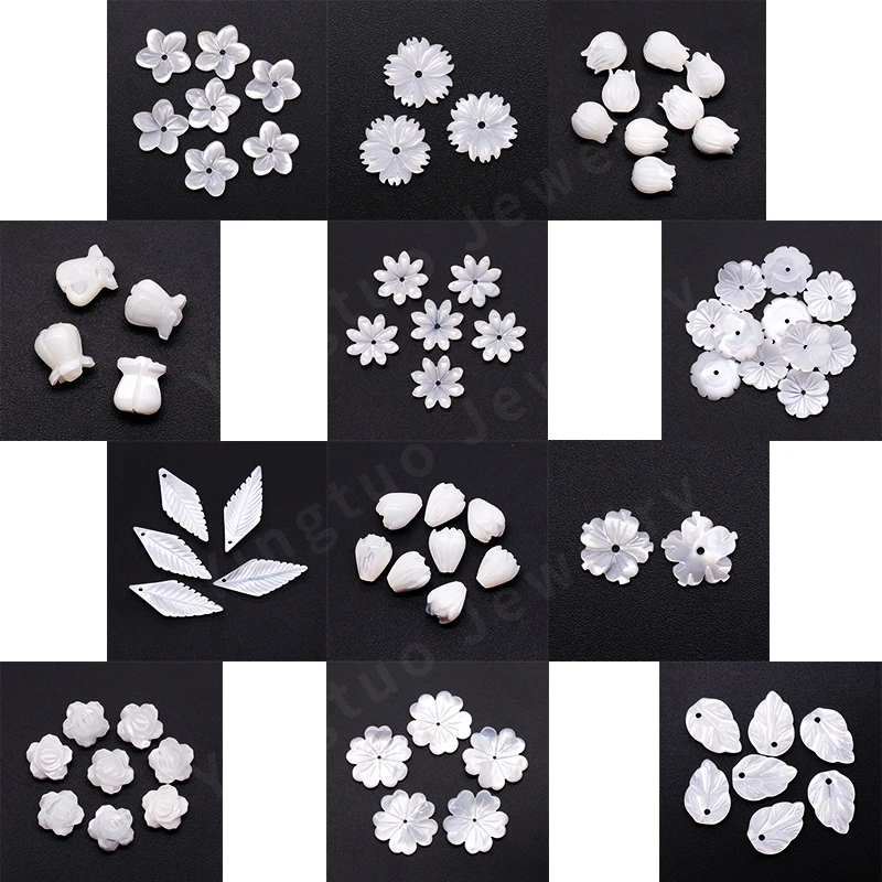 Yingtuo Jewelry Trendy Flower DIY White Mother of Pearl Shell Natural Gemstone for Jewelry Making