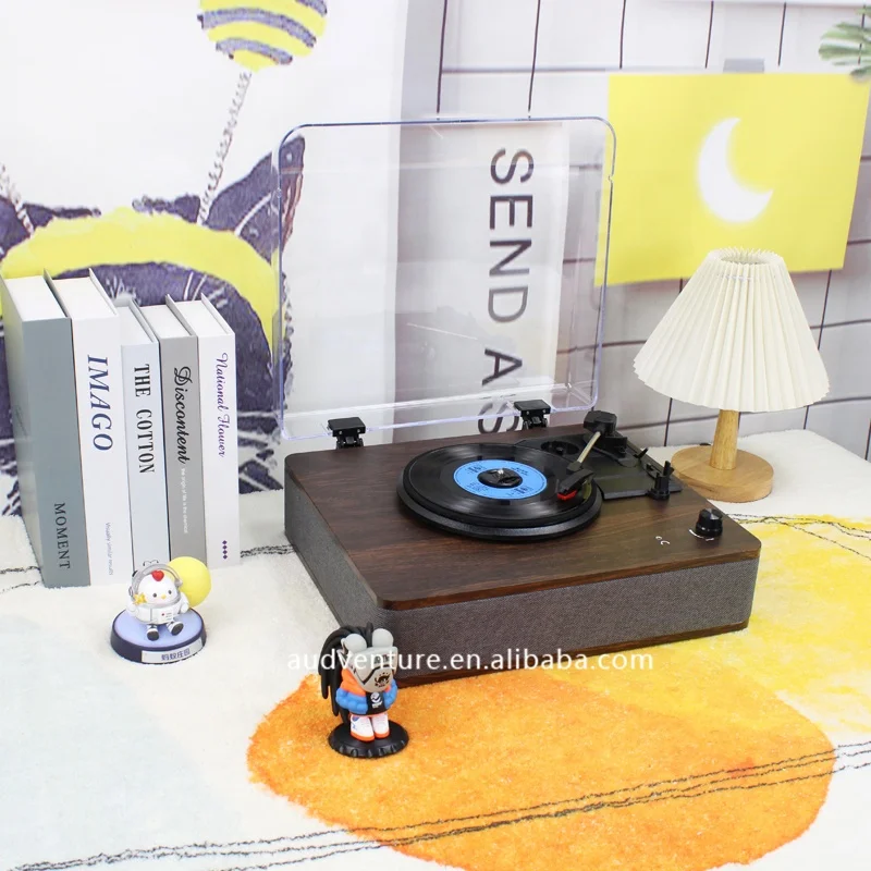 Audio phonograph retro wooden turntable player gramophone Best Recordings Multiple  dust cover turntable player