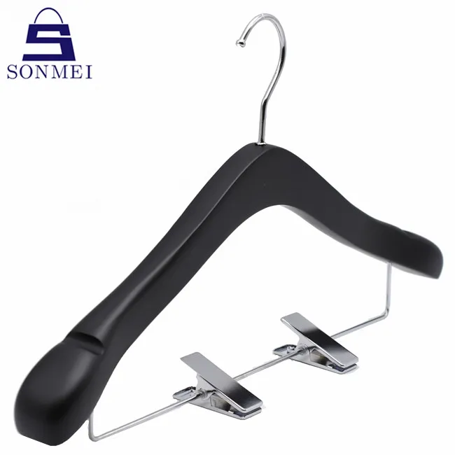 Wood clothes hanger with clips large white wooden coat hanger