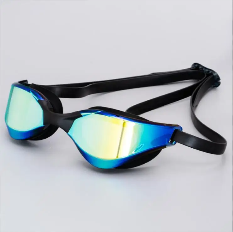 adult racing swimming goggles big frame electroplating anti-fog no leaking silicone racing swim glasses for man woman