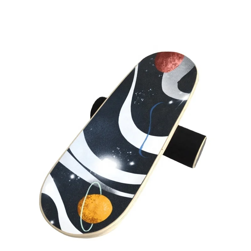 
FITUS Kids Toy Colorful Designs Wooden Balance Board With Wheel Roller 