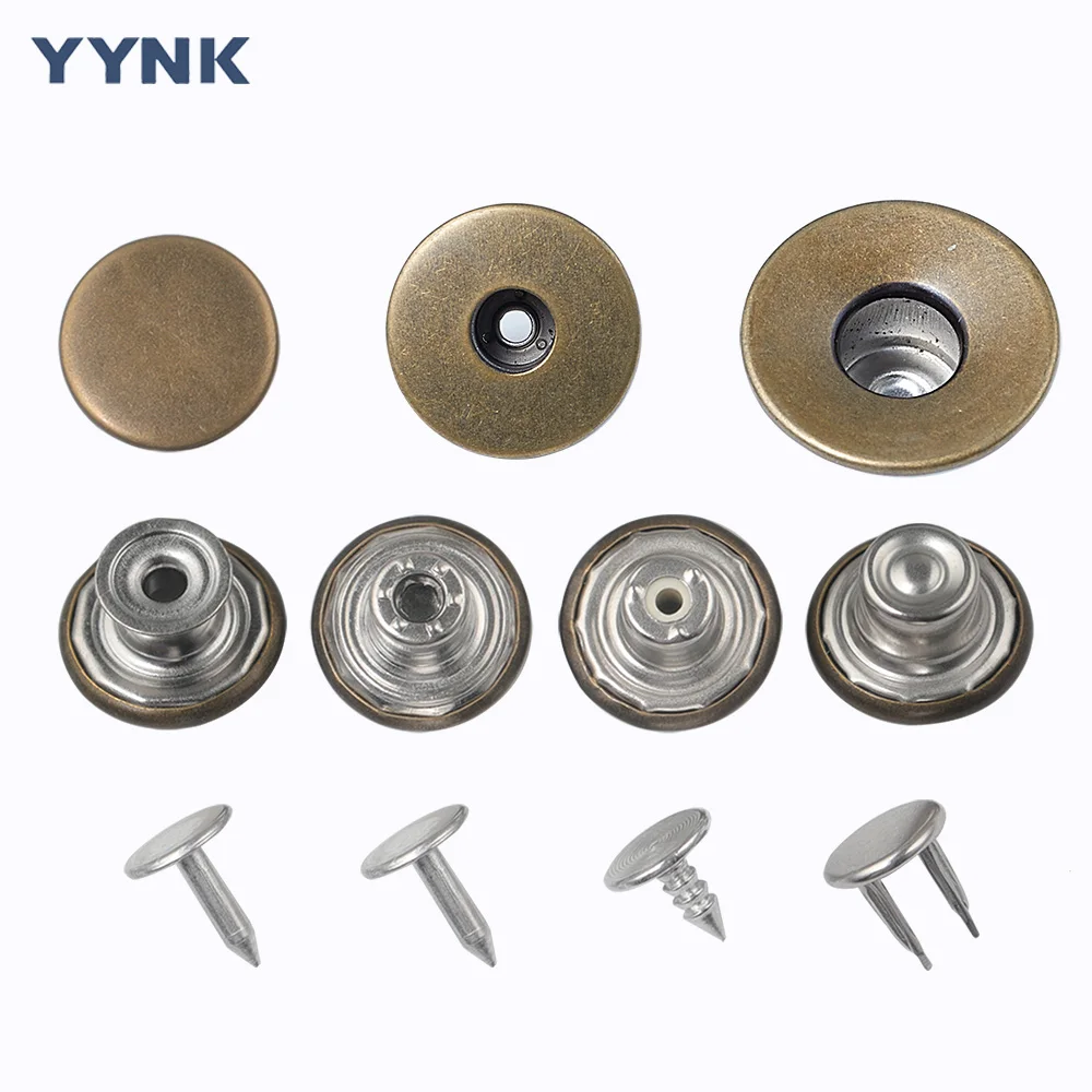 Factory Price 15MM 17MM 20MM Brass Jeans Button Metal Denim Button with Plastic Inside and Screw Nail for Jeans Pants