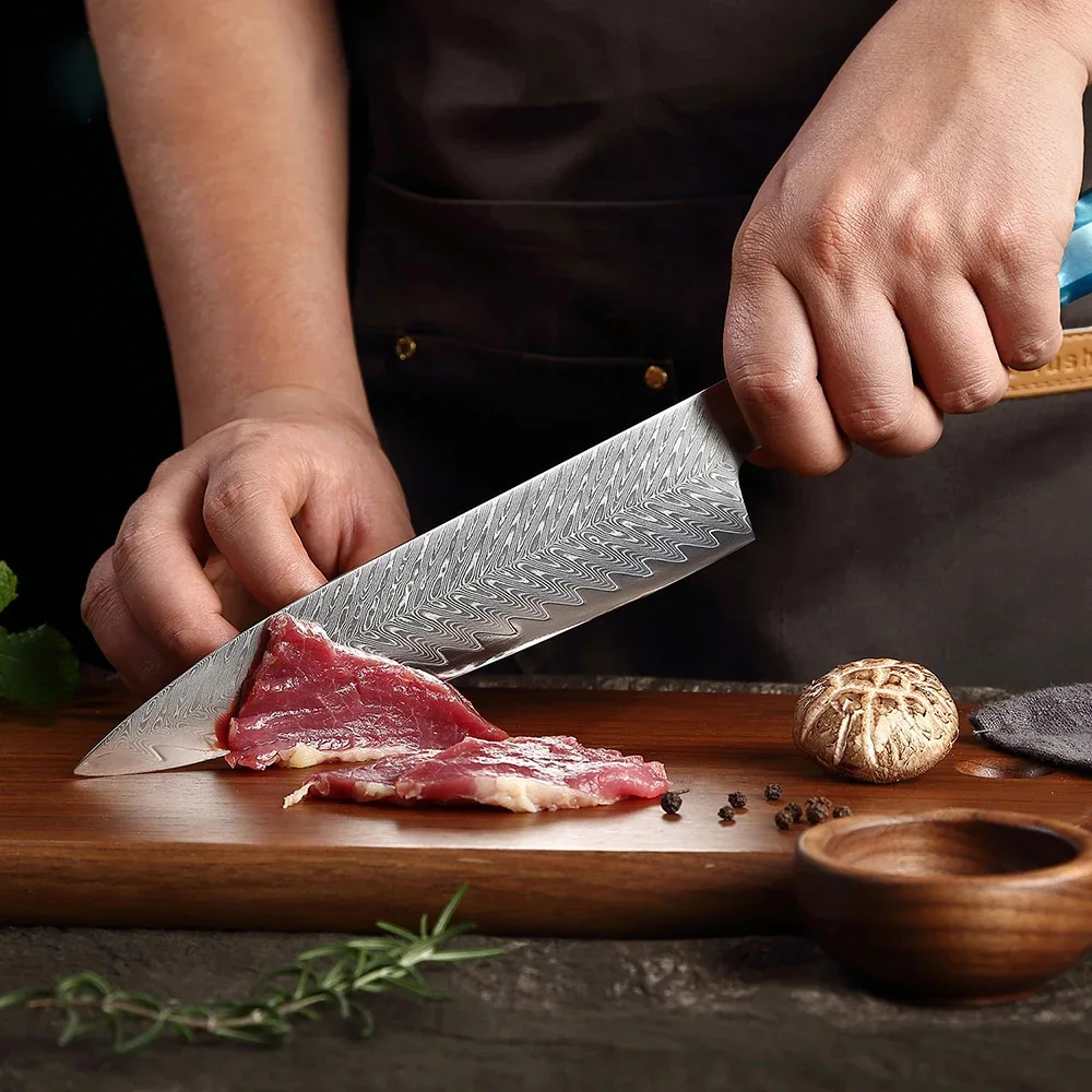 7inch Cleaver Nakiri Knife 67layers Damascus SteeL Gyuto Kiritsuke Razor Sharp Kitchen Cooking Vegetable Fillet Knife Tool