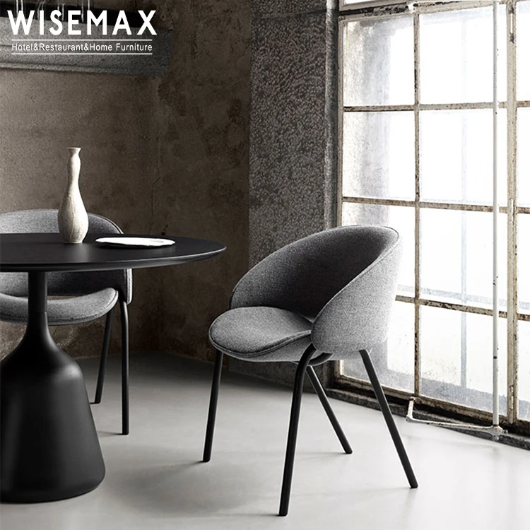 WISEMAX FURNITURE restaurant furniture cheap fabric armrest metal leg dining chair modern dining room high bar stool chairs