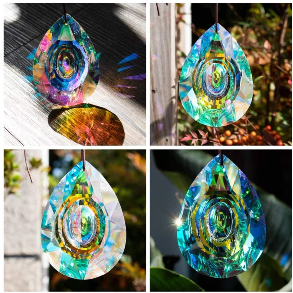 H&D Hanging Crystals Prism Suncatcher For Windows Decoration 89mm AB Chandelier Parts DIY Home Wedding Decor Accessories Craft