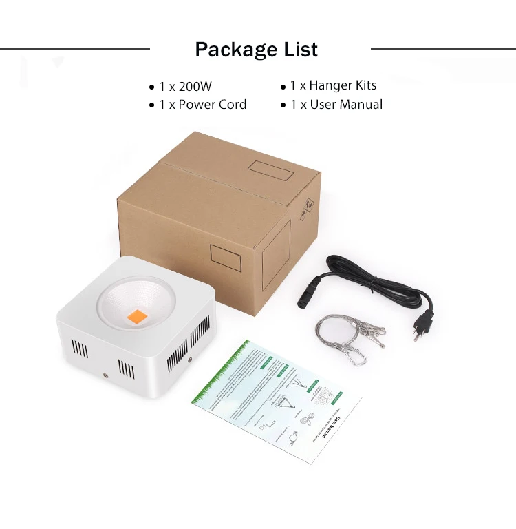 2021 Cost-Down COB Full Spectrum 200W Indoor Plant Grow LED Light with optimal heat dissipation
