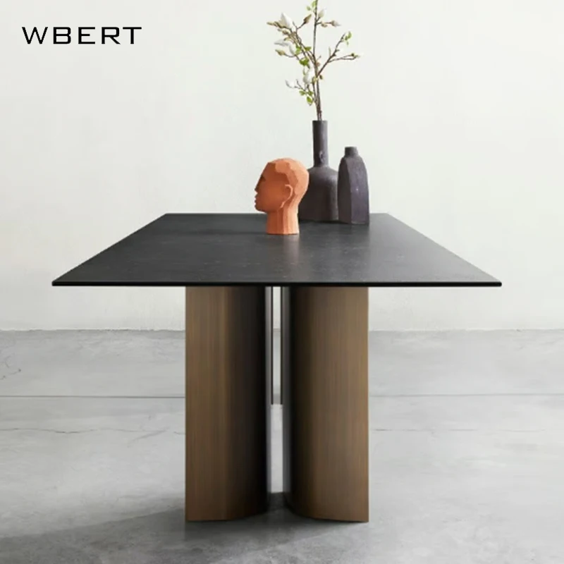 WBERT Italian marble dining table, modern and simple rectangular light luxury high-end household dining table
