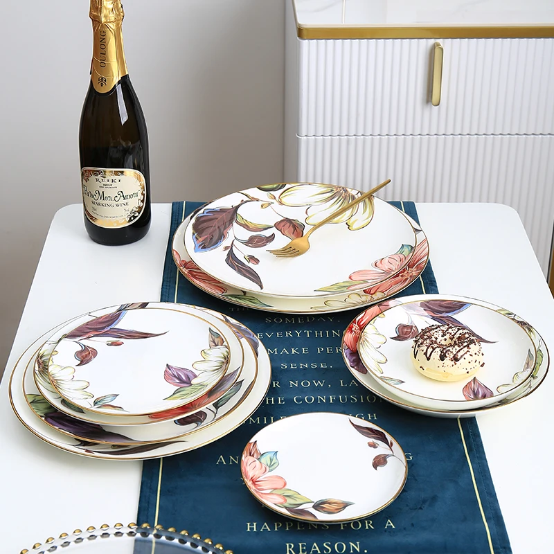 New arrival Hot sale Ceramic Bone China Round dinner Plates Modern style Snack Dishes