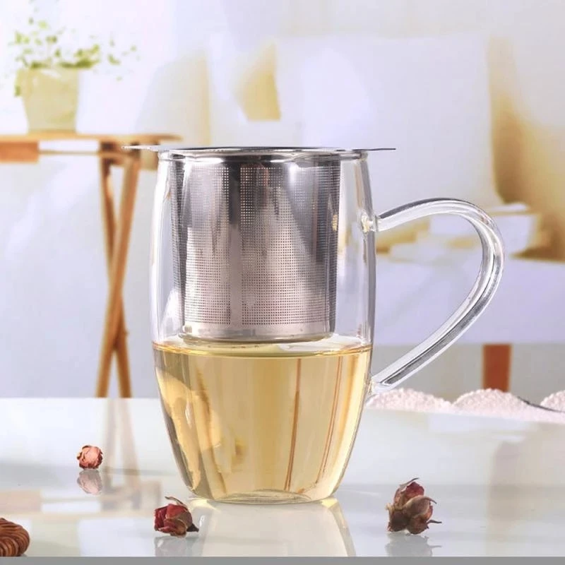 Double Handle Fine Mesh Loose Leaf Tea Strainer Filter Infuser 18/8 Stainless Steel Tea Infuser